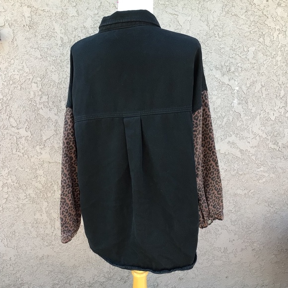 Black and Leopard Denim Jacket - Picture 4 of 6